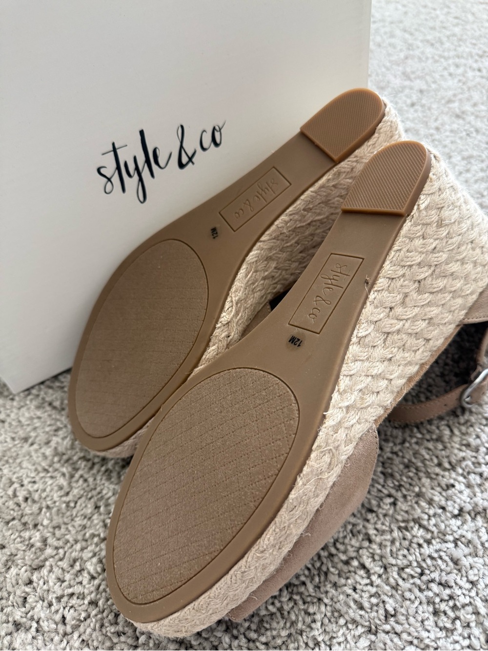 Style & Co. Tan Suede Espadrille Wedge Sandals - Picture 6 of 6